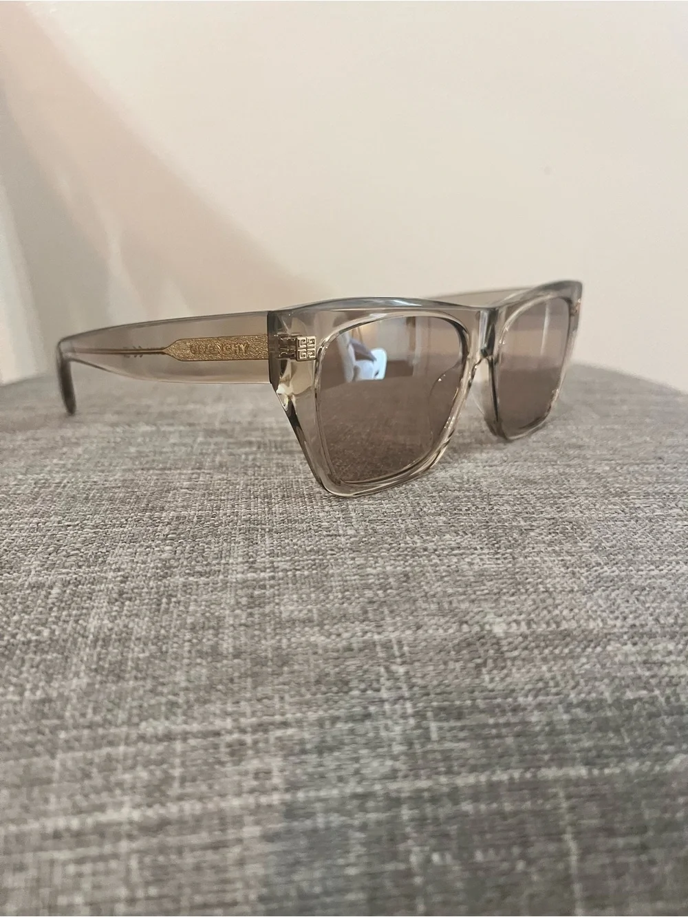Givenchy Translucent Taupe Frame Sunglasses with Brown Lenses and Gold Accents